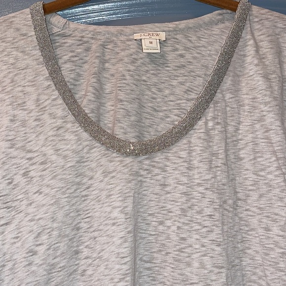 J crew gray with silver beading t shirt medium - Picture 2 of 3